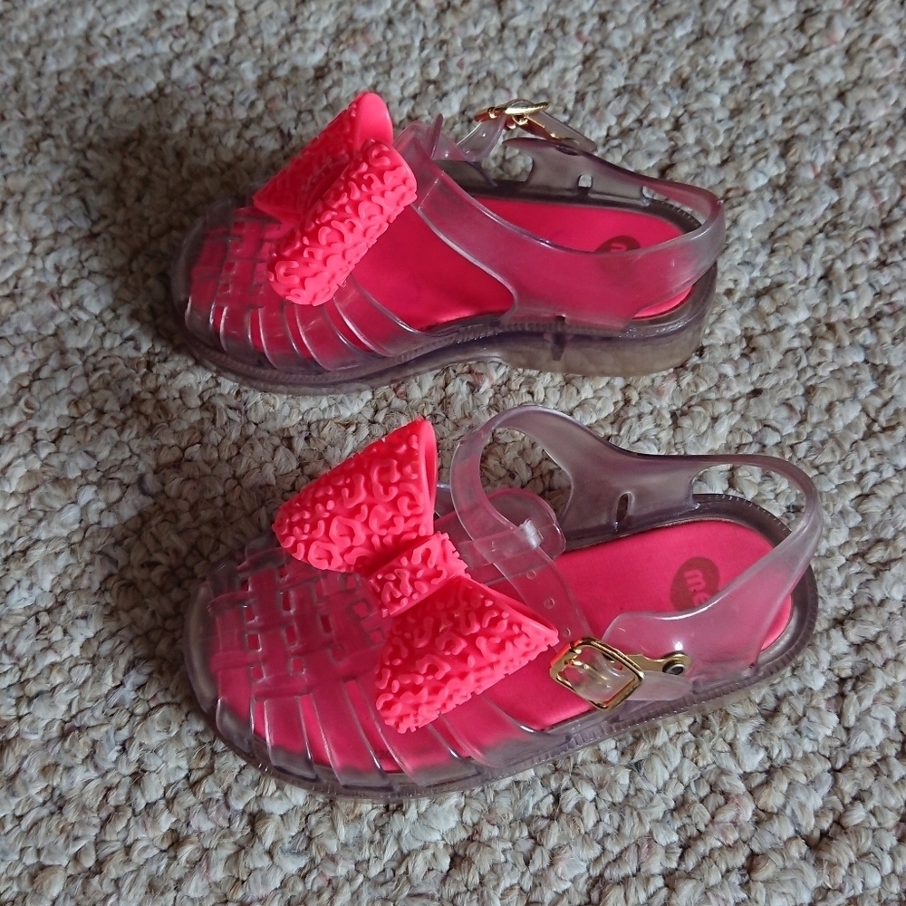 Mel By Melissa Toddler Clear Jelly Sandals Pink Leopard Bow Size 7